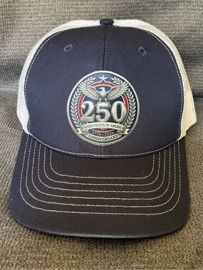 JC Classics “USA Eagle Seal” Navy Mesh Trucker Hat – 250th Anniversary Edition